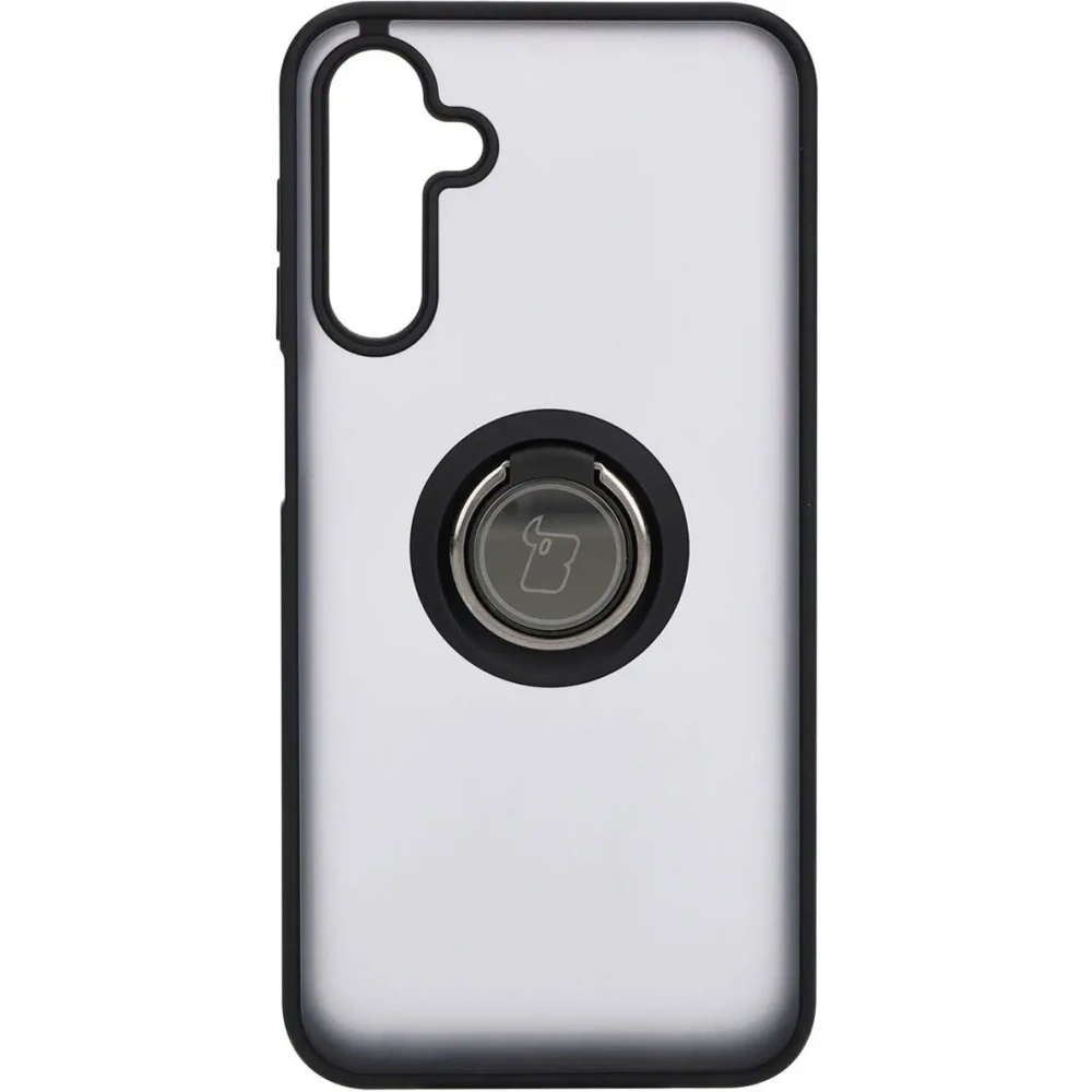 Etui z uchwytem na palec Bizon Case Hybrid Ring do Samsung Galaxy M15 5G przydymione z czarną ramką