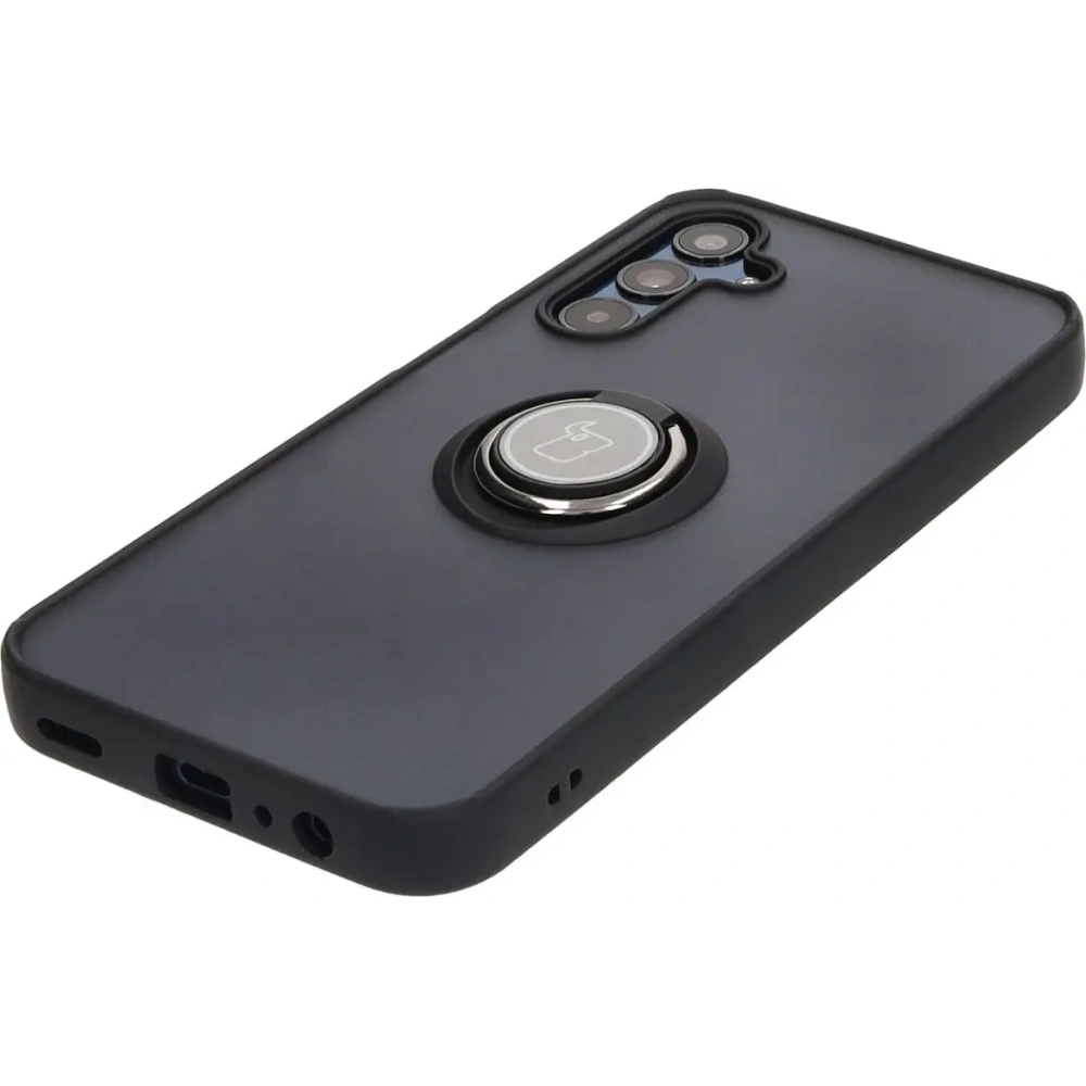 Etui z uchwytem na palec Bizon Case Hybrid Ring do Samsung Galaxy M15 5G przydymione z czarną ramką