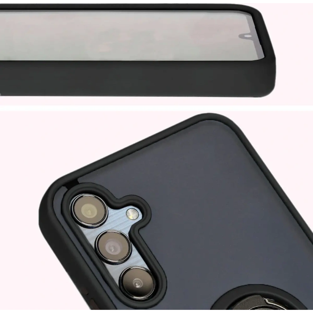 Etui z uchwytem na palec Bizon Case Hybrid Ring do Samsung Galaxy M15 5G przydymione z czarną ramką