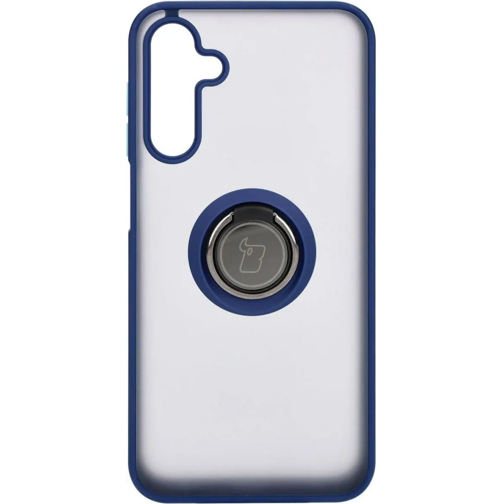 Etui z uchwytem na palec Bizon Case Hybrid Ring do Samsung Galaxy M15 5G przydymione z granatową ramką