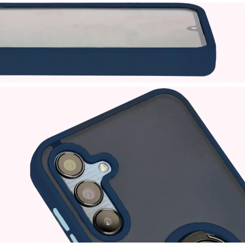 Kup Etui s úchopem na prst Bizon Case Hybrid Ring pro Samsung Galaxy M15 5G kouřové s modrým rámečkem - BIZ5577 - {ean13} - Sklep Home Screen