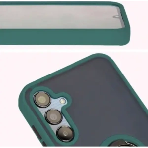 Kup Etui z uchwytem na palec Bizon Case Hybrid Ring do Samsung Galaxy M15 5G przydymione z ciemnozieloną ramką - BIZ5578 - {ean13} - Sklep Home Screen