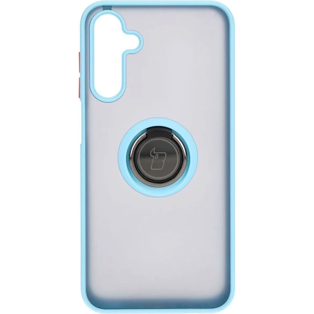 Etui z uchwytem na palec Bizon Case Hybrid Ring do Samsung Galaxy M15 5G przydymione z jasnoniebieską ramką