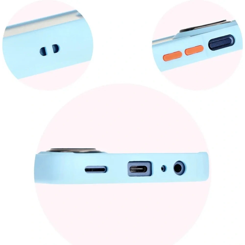 Etui z uchwytem na palec Bizon Case Hybrid Ring do Samsung Galaxy M15 5G przydymione z jasnoniebieską ramką