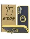 Bizon Case Hybrid Ring Samsung Galaxy M15 5G fumuriu cu un cadru galben