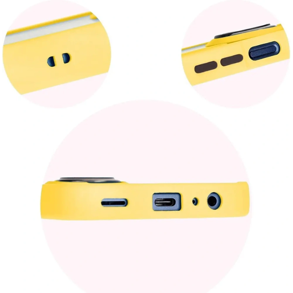 Etui z uchwytem na palec Bizon Case Hybrid Ring do Samsung Galaxy M15 5G przydymione z żółtą ramką