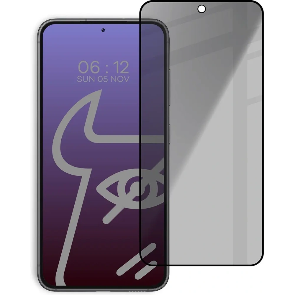 Prywatyzujące szkło hartowane Bizon Glass Edge Shadow do Samsung Galaxy S23 przyciemniane z czarną ramką