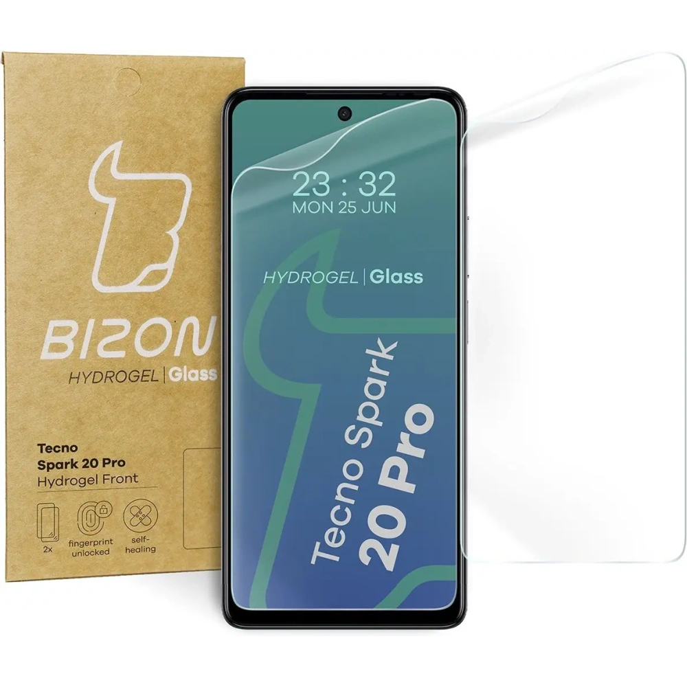 Folia hydrożelowa na ekran Bizon Glass Hydrogel Front do Tecno Spark 20 Pro [2 PACK]