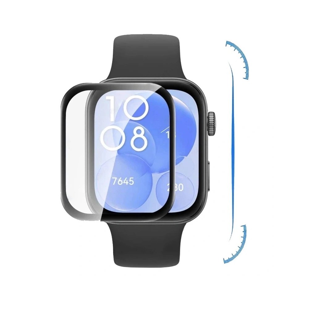 Szkło hybrydowe Bizon Glass Watch Edge Hybrid do Huawei Watch Fit 3 czarne