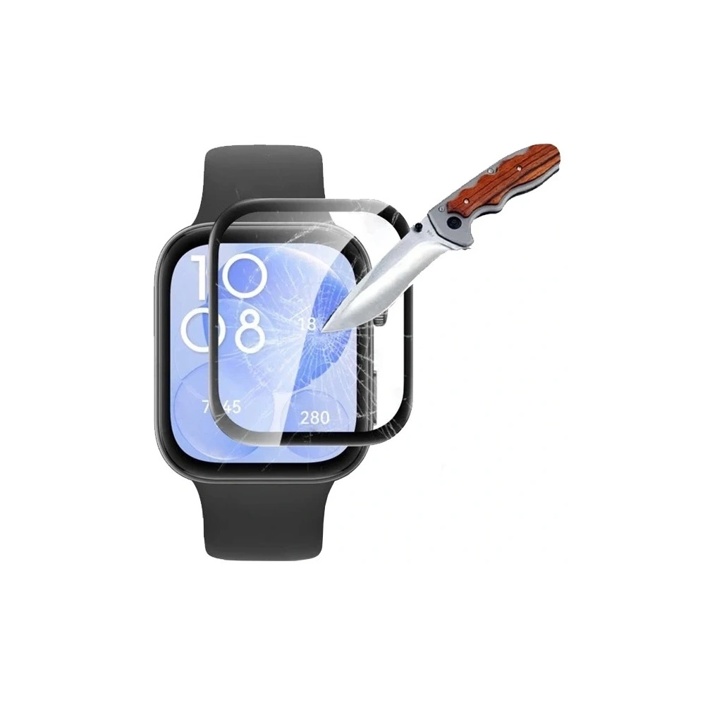 Szkło hybrydowe Bizon Glass Watch Edge Hybrid do Huawei Watch Fit 3 czarne