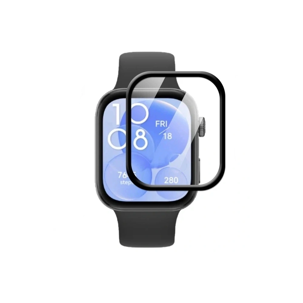 Szkło hybrydowe Bizon Glass Watch Edge Hybrid do Huawei Watch Fit 3 czarne