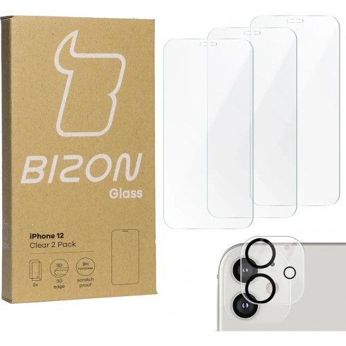 Kup BIZON Clear 3x sticlă pentru ecran + sticlă pentru cameră Apple iPhone 12 - BIZ5612 - {ean13} - Sklep Home Screen