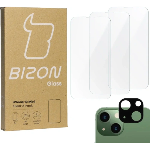 Kup 3x Szkło na ekran + szkło na aparat BIZON Clear do Apple iPhone 13 Mini - BIZ5616 - {ean13} - Sklep Home Screen