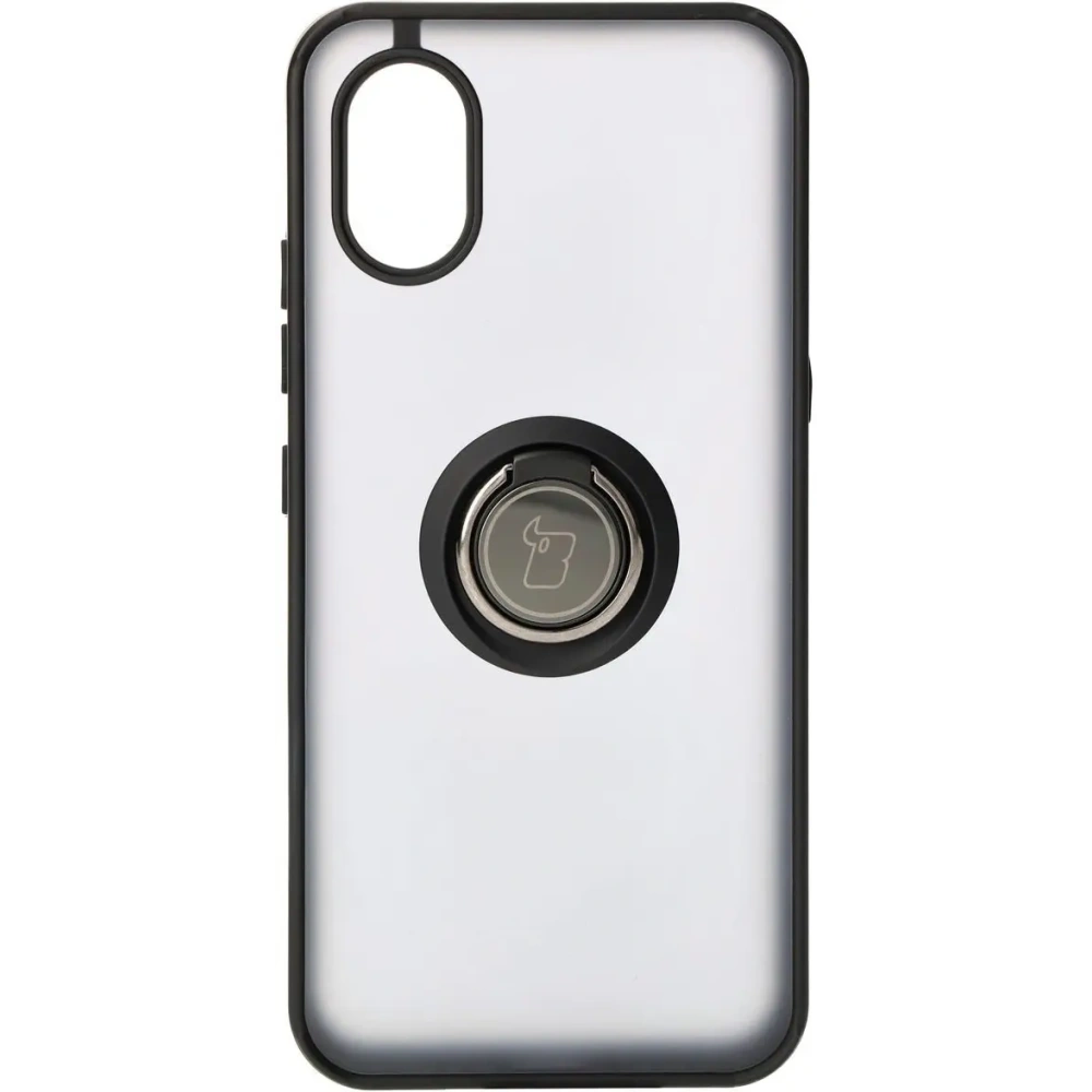 Etui z uchwytem na palec Bizon Case Hybrid Ring do Samsung Galaxy Xcover7 przydymione z czarną ramką