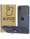 Etui z uchwytem na palec Bizon Case Hybrid Ring do Samsung Galaxy Xcover7 kouřové s modrým rámečkem