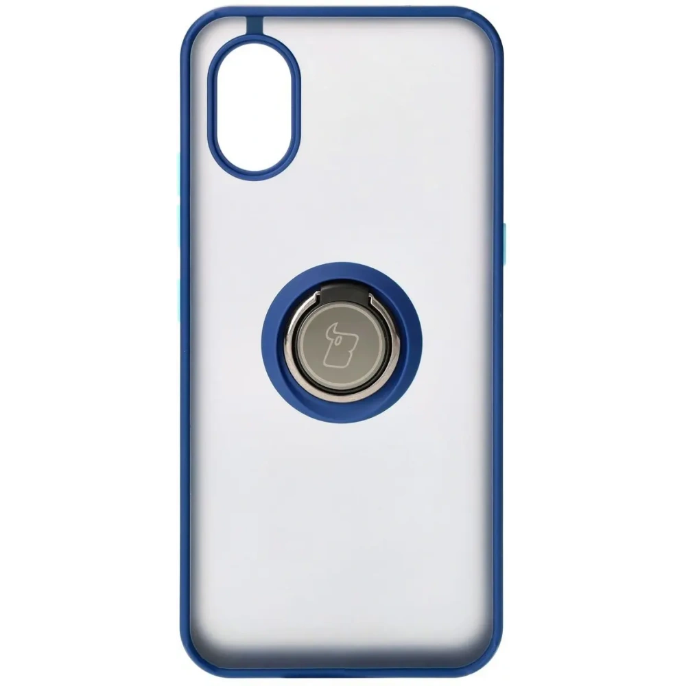 Etui z uchwytem na palec Bizon Case Hybrid Ring do Samsung Galaxy Xcover7 przydymione z granatową ramką