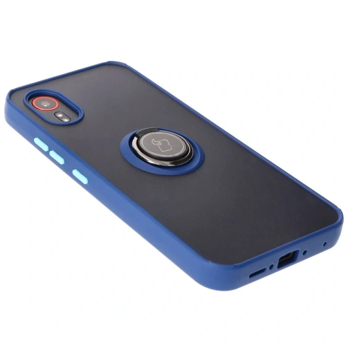 Kup Etui z uchwytem na palec Bizon Case Hybrid Ring do Samsung Galaxy Xcover7 kouřové s modrým rámečkem - BIZ5052 - {ean13} - Sklep Home Screen