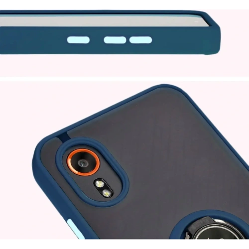 Buy Bizon Case Hybrid Ring Samsung Galaxy Xcover7 smoky with a navy blue frame - BIZ5052 - {ean13} - Home Screen Store Europe