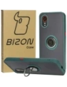 Etui z uchwytem na palec Bizon Case Hybrid Ring do Samsung Galaxy Xcover7 przydymione z ciemnozieloną ramką