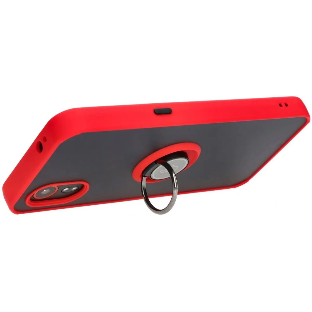 Etui z uchwytem na palec Bizon Case Hybrid Ring do Samsung Galaxy Xcover7 przydymione z czerwoną ramką
