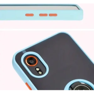 Etui s úchopem na prst Bizon Case Hybrid Ring pro Samsung Galaxy Xcover7 kouřové s jasně modrým rámečkem