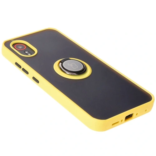 Kup Bizon Case Hybrid Ring Samsung Galaxy Xcover7 fumuriu cu un cadru galben - BIZ5627 - {ean13} - Sklep Home Screen