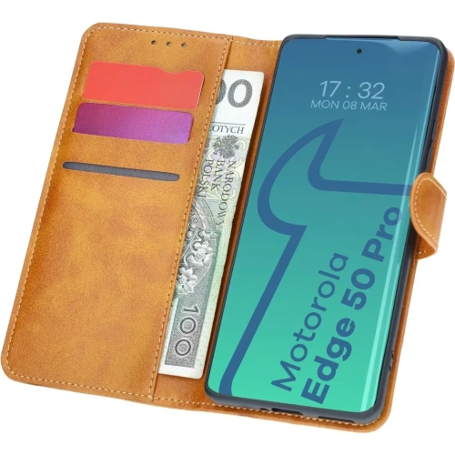 Kup Etui z klapką Bizon Case Pocket do Motorola Edge 50 Pro brązowe - BIZ5628 - {ean13} - Sklep Home Screen