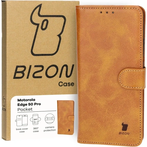 Kup Etui z klapką Bizon Case Pocket do Motorola Edge 50 Pro brązowe - BIZ5628 - {ean13} - Sklep Home Screen