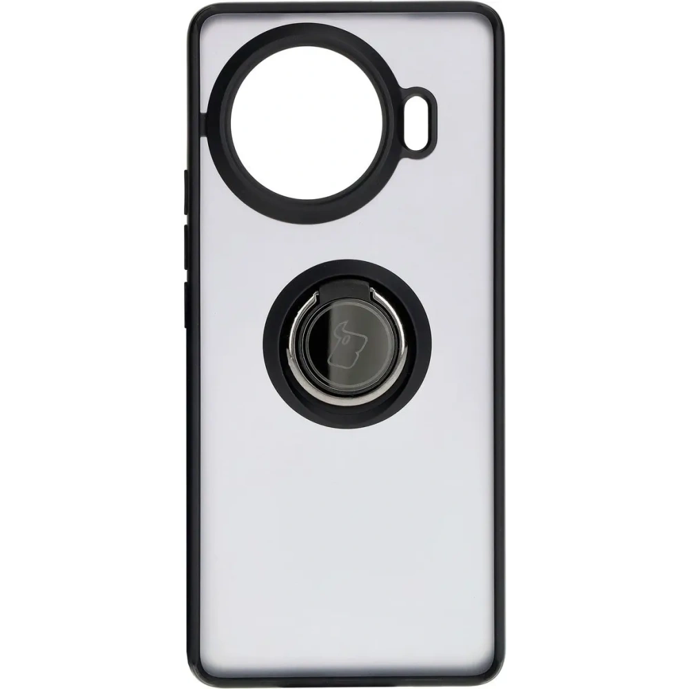 Etui z uchwytem na palec Bizon Case Hybrid Ring do Tecno Spark 20 Pro+ przydymione z czarną ramką