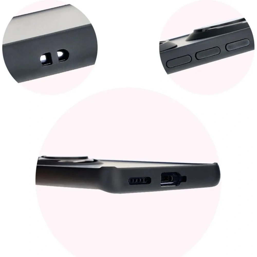 Etui z uchwytem na palec Bizon Case Hybrid Ring do Tecno Spark 20 Pro+ przydymione z czarną ramką