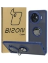 Bizon Case Hybrid Gyűrű Tecno Spark 20 Pro+ füstös színben, tengerészkék kerettel