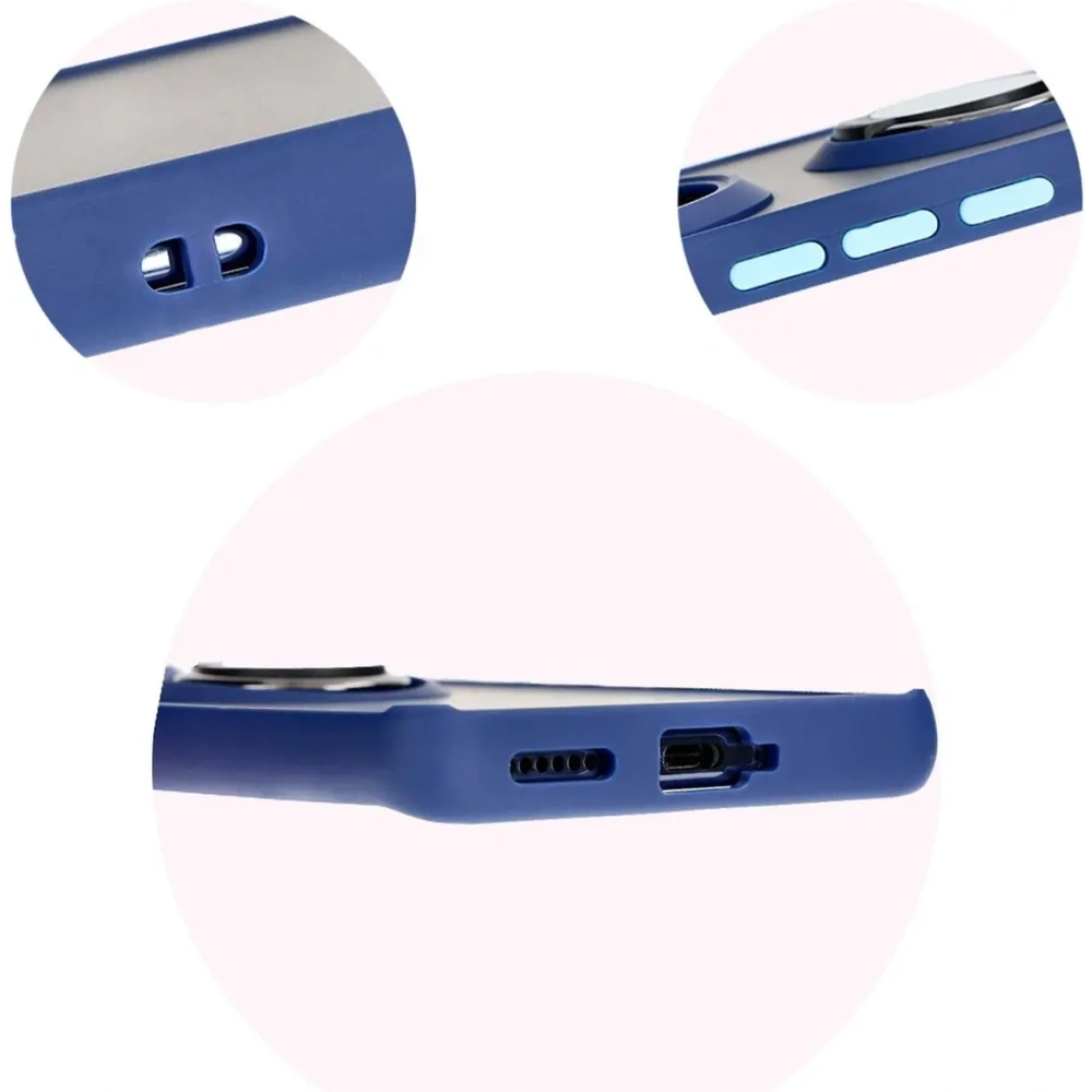 Etui z uchwytem na palec Bizon Case Hybrid Ring do Tecno Spark 20 Pro+ przydymione z granatową ramką