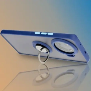 Bizon Case Hybrid Ring Tecno Spark 20 Pro+ smoky with a navy blue frame