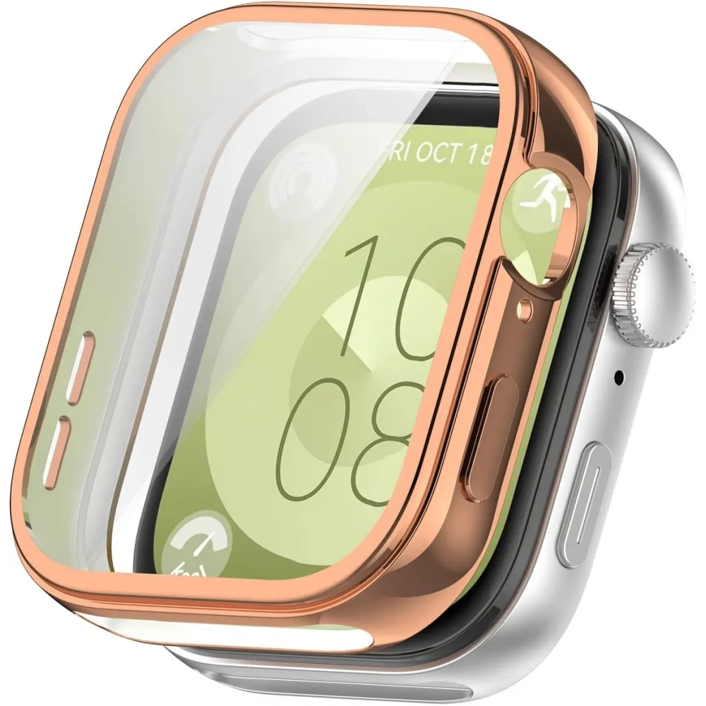 Etui z osłoną ekranu Bizon Case Watch Felipe do Huawei Watch Fit 3 różowozłote