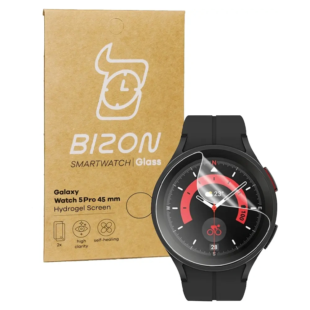 Folia hydrożelowa na ekran Bizon Glass Watch Hydrogel do Samsung Galaxy Watch 5 Pro 45 mm [2 PACK]