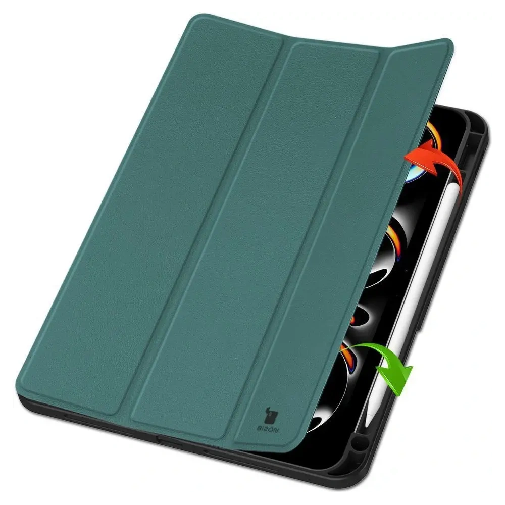 Etui Bizon Case Tab Lizard do iPad Pro 11" 5 gen. 2024 ciemnozielone