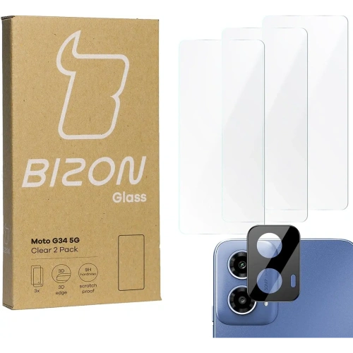 Kup BIZON Clear 3x sticlă pentru ecran + sticlă pentru cameră Motorola Moto G34 5G - BIZ5664 - {ean13} - Sklep Home Screen
