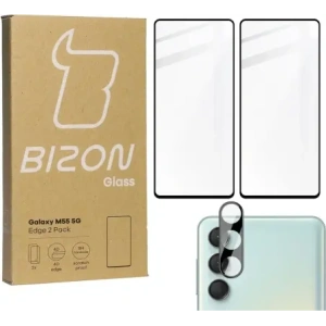 Kup 2x Szkło na ekran + szkło na aparat BIZON Edge do Samsung Galaxy M55 5G - BIZ5676 - {ean13} - Sklep Home Screen