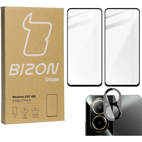 Buy BIZON Edge 2x screen glass + camera glass Realme C67 4G - BIZ5108 - {ean13} - Home Screen Store Europe