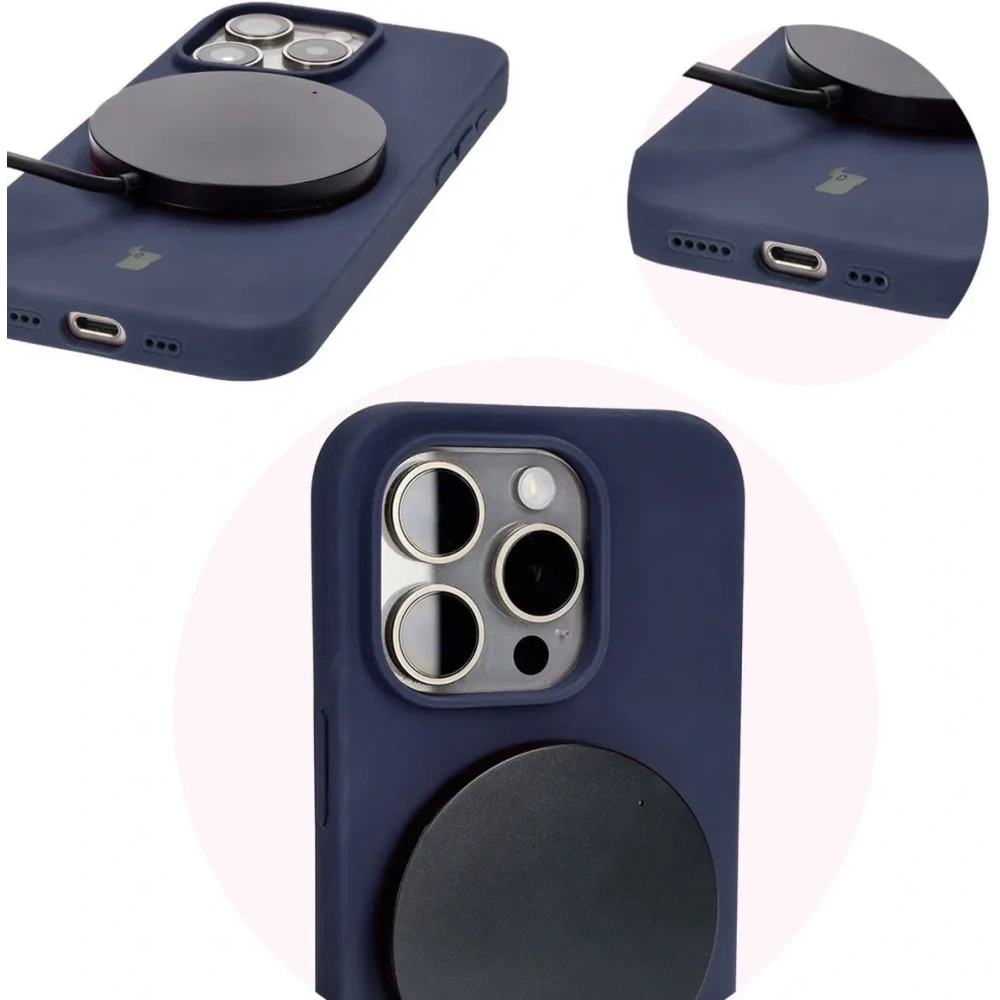 Silikonowe etui Bizon Soft Case do Apple iPhone 15 Pro ciemnoniebieskie