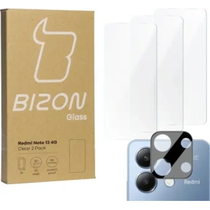 Kup 3x Szkło na ekran + szkło na aparat BIZON Clear do Xiaomi Redmi Note 13 4G - BIZ5149 - {ean13} - Sklep Home Screen