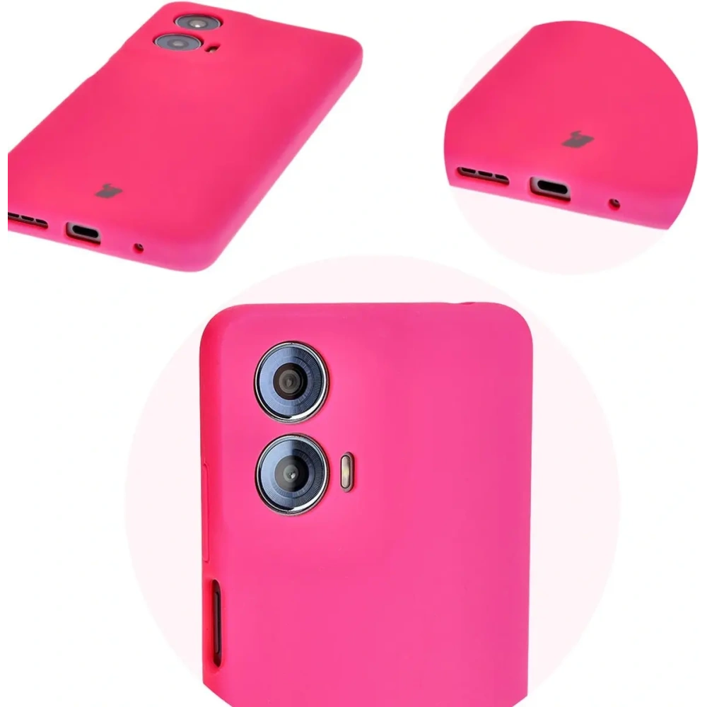 Silikonowe etui Bizon Soft Case do Motorola Moto G24 / G24 Power neonowo-różowe
