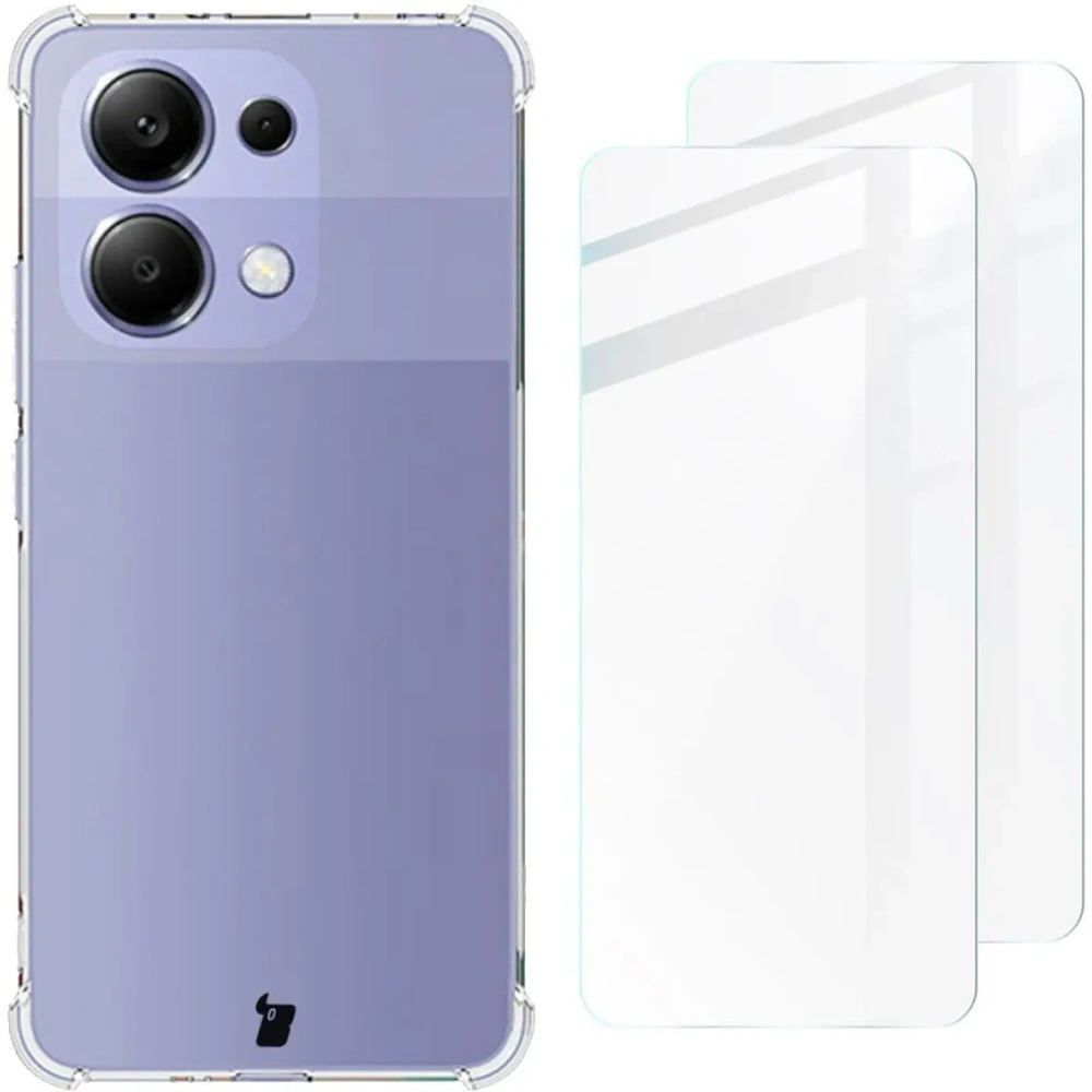 Etui + 2x szkło na ekran Bizon Case Clear Pack do Xiaomi Redmi Note 13 4G przezroczyste