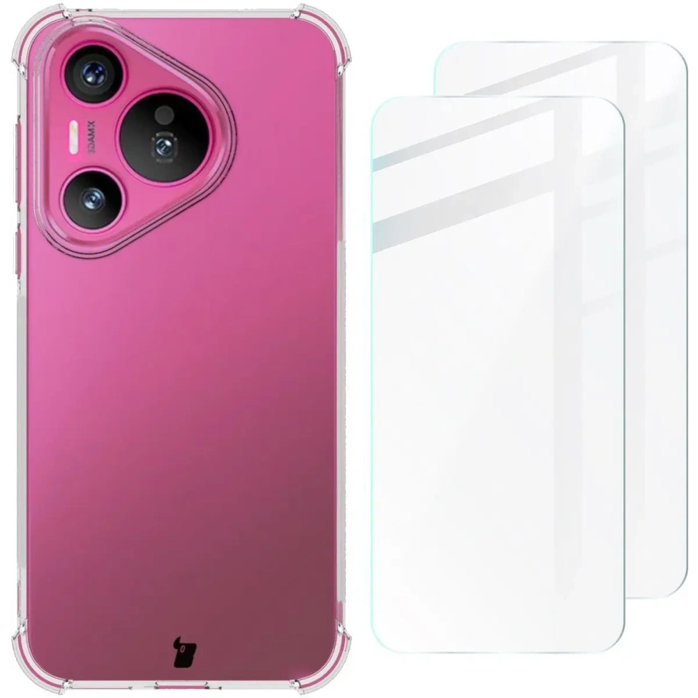 Etui + 2x szkło na ekran Bizon Case Clear Pack do Huawei Pura 70 przezroczyste