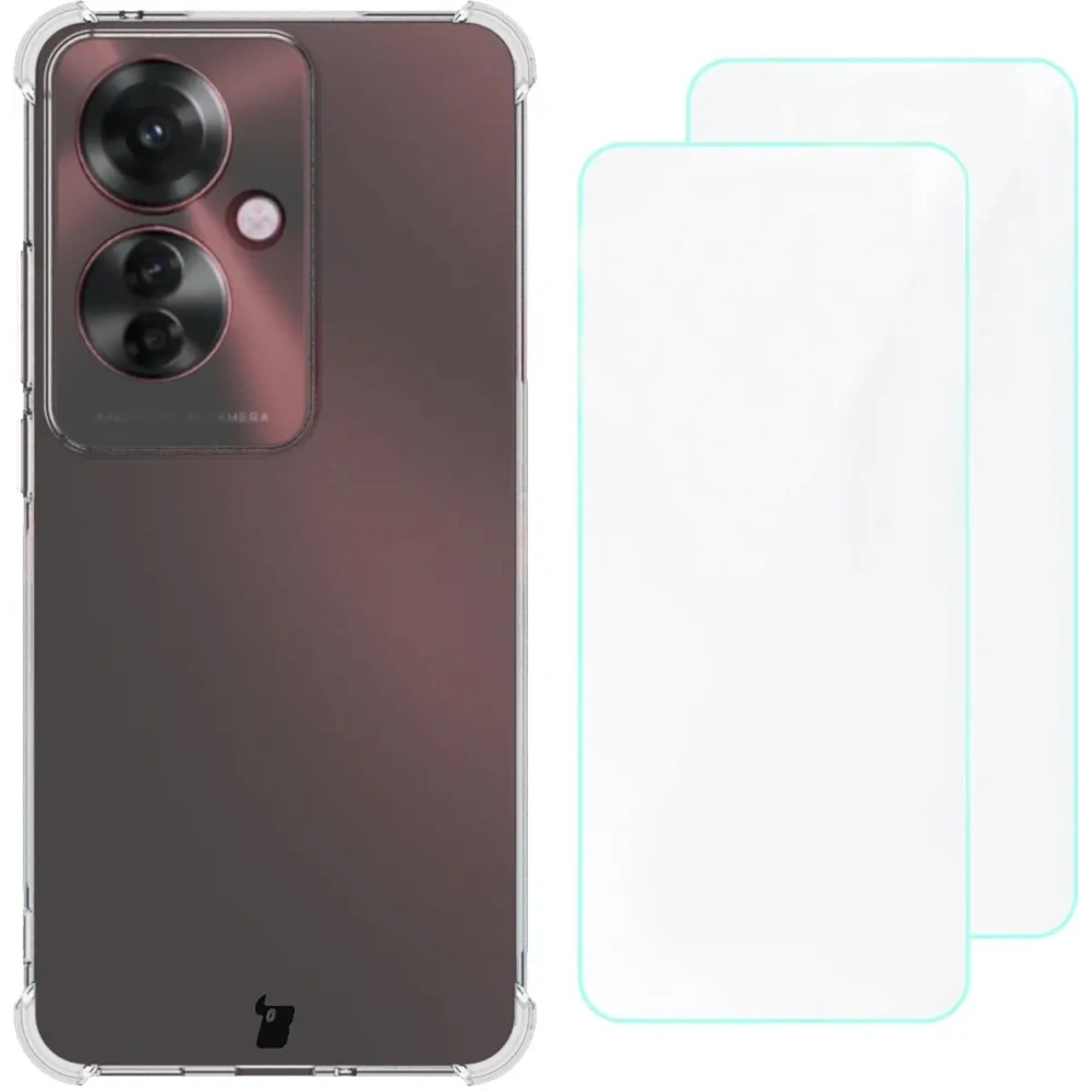 Etui + 2x folia Bizon Case Clear Pack do Oppo Reno11 F 5G przezroczyste