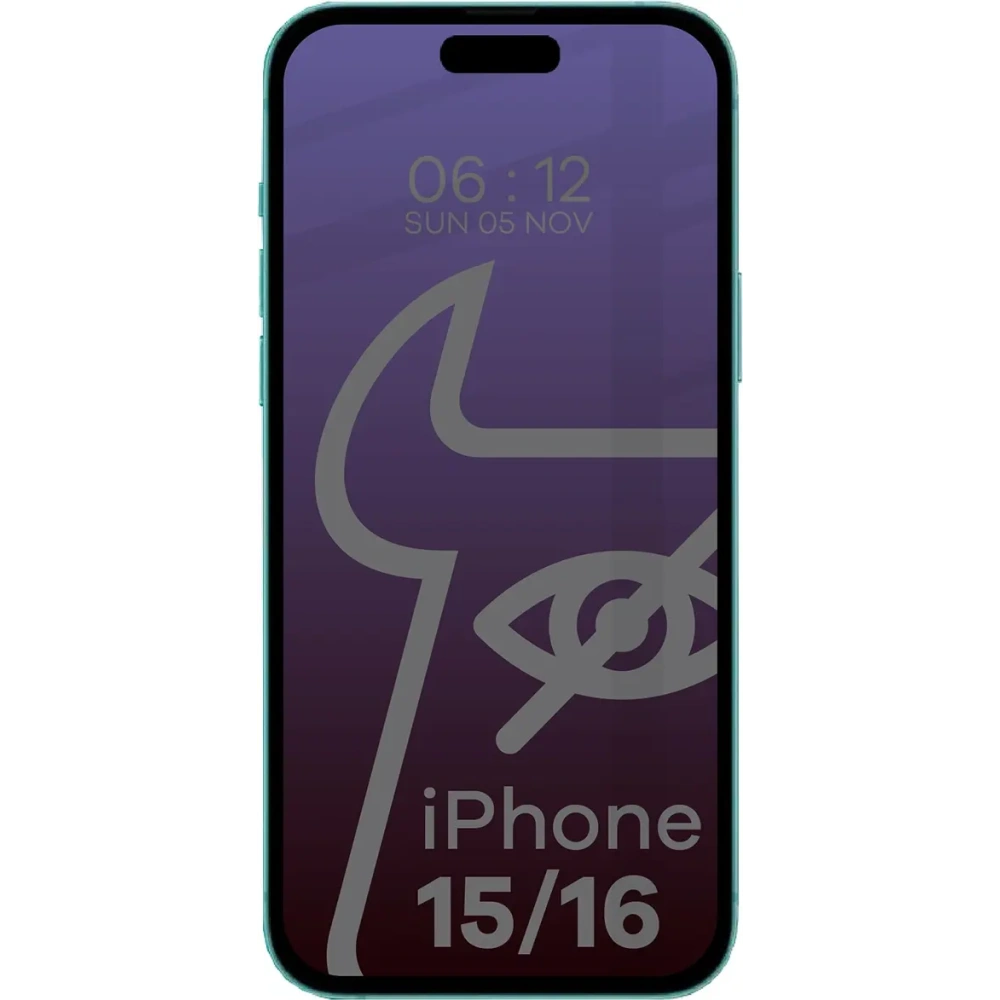 Prywatyzujące szkło hartowane Bizon Glass Edge Shadow do Apple iPhone 16/15 przyciemniane z czarną ramką