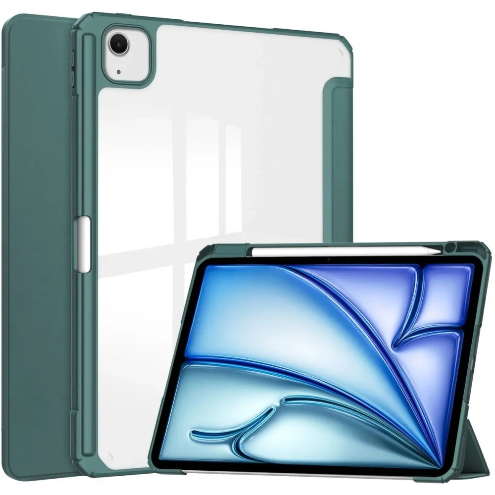 Etui Bizon Case Tab Clear Matt do iPad Air 13" 2024 ciemnozielone