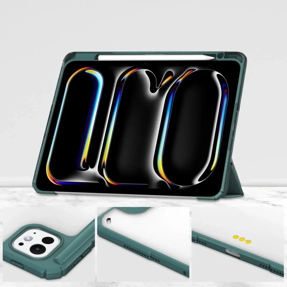 Etui Bizon Case Tab Clear Matt do iPad Pro 13" 7 gen. 2024 ciemnozielone