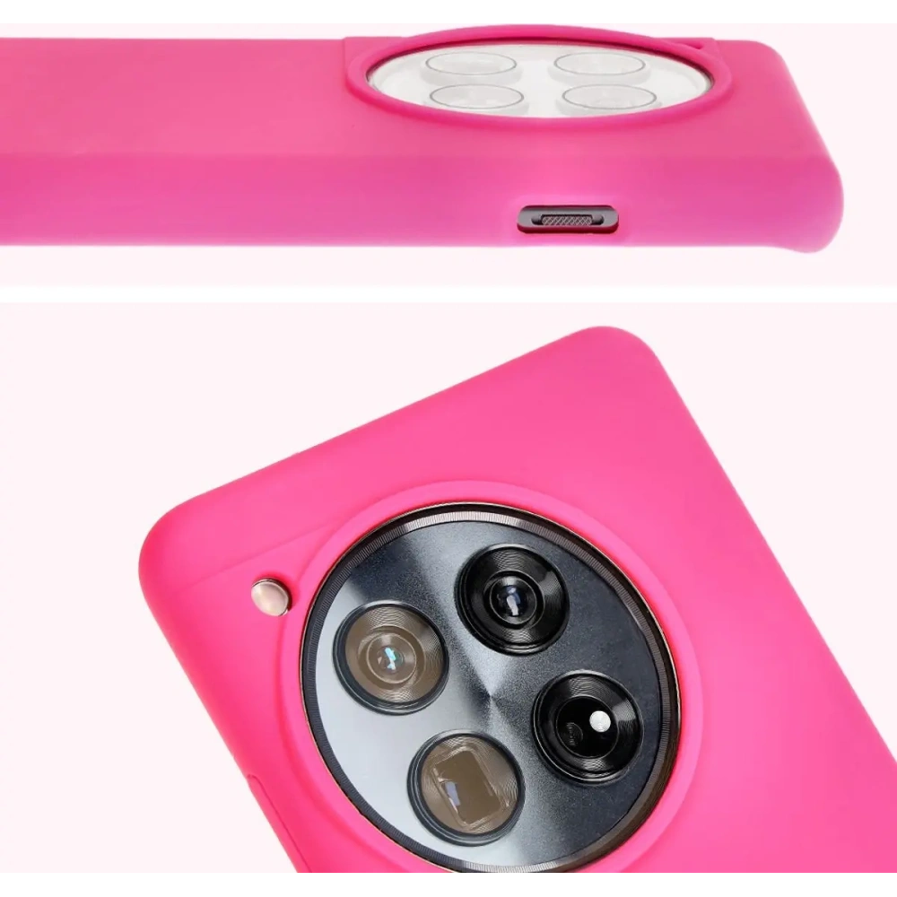 Silikonowe etui Bizon Soft Case do OnePlus 12 neonowo-różowe