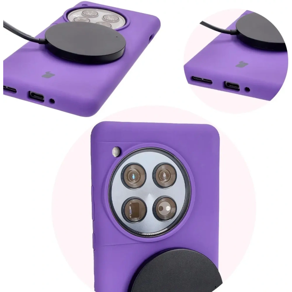 Silikonowe etui Bizon Soft Case do OnePlus 12 fioletowe